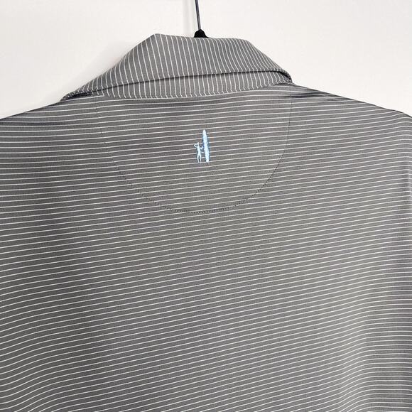 Johnnie-O Mens Large Grey Striped Albatross Jersey Polo Meteor Gray Short Sleeve - Picture 5 of 8